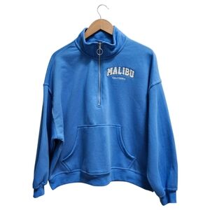 NWT Malibu Sweatshirt by Vinyl Icons Blue Coastal Vacation California Size XL